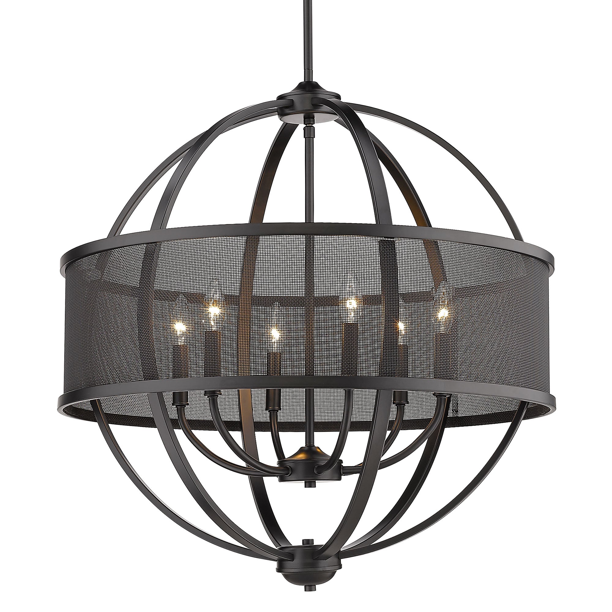 Colson BLK 6 Light Chandelier (with Matte Black shade) in Matte Black - - Golden Lighting