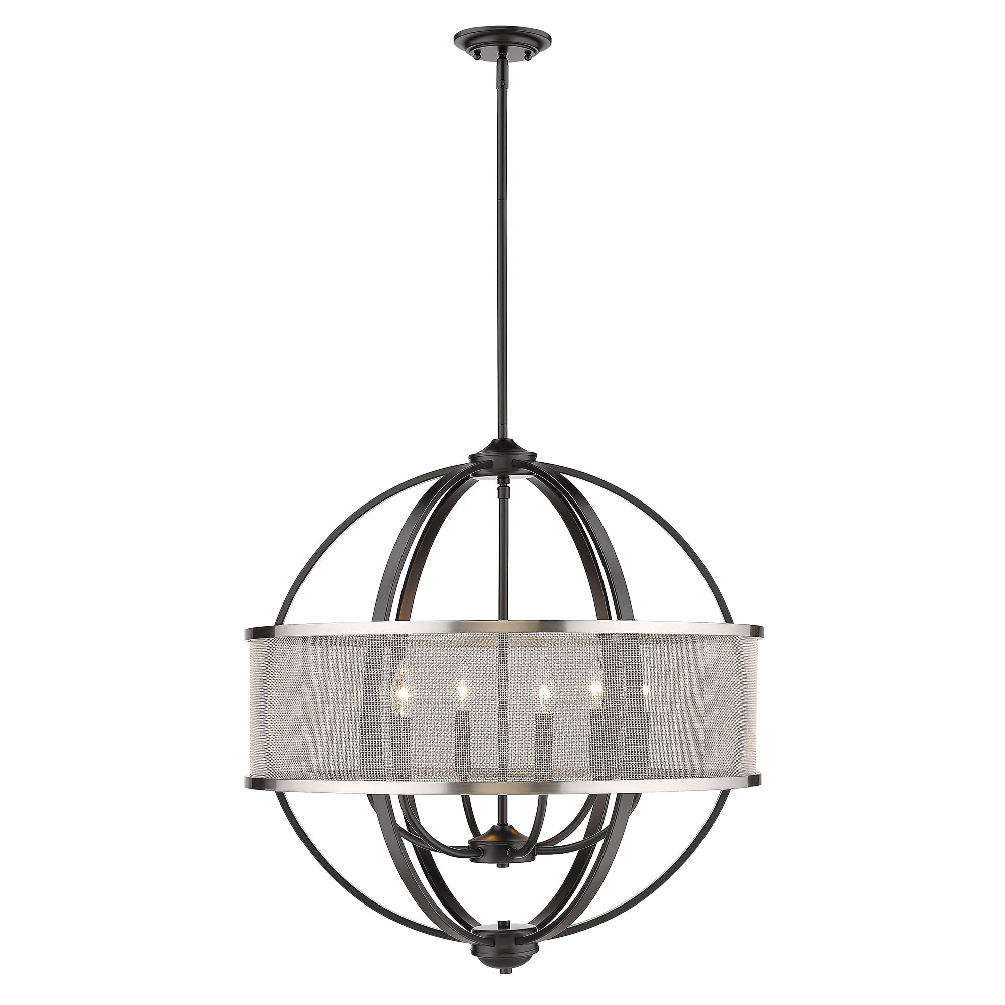 Colson BLK 6 Light Chandelier (with Pewter shade) in Matte Black - Matte Black / Pewter / Silver - Golden Lighting