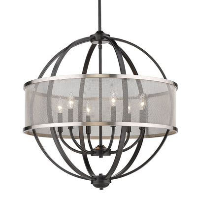 Golden Lighting Colson 6-light Chandelier in Matte Black and Pewter shade - - Golden Lighting