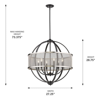 Golden Lighting Colson 6-light Chandelier in Matte Black and Pewter shade - - Golden Lighting