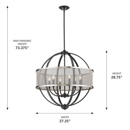 Golden Lighting Colson 6-light Chandelier in Matte Black and Pewter shade - - Golden Lighting