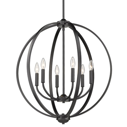 Colson BLK 6 Light Chandelier in Matte Black - - Golden Lighting