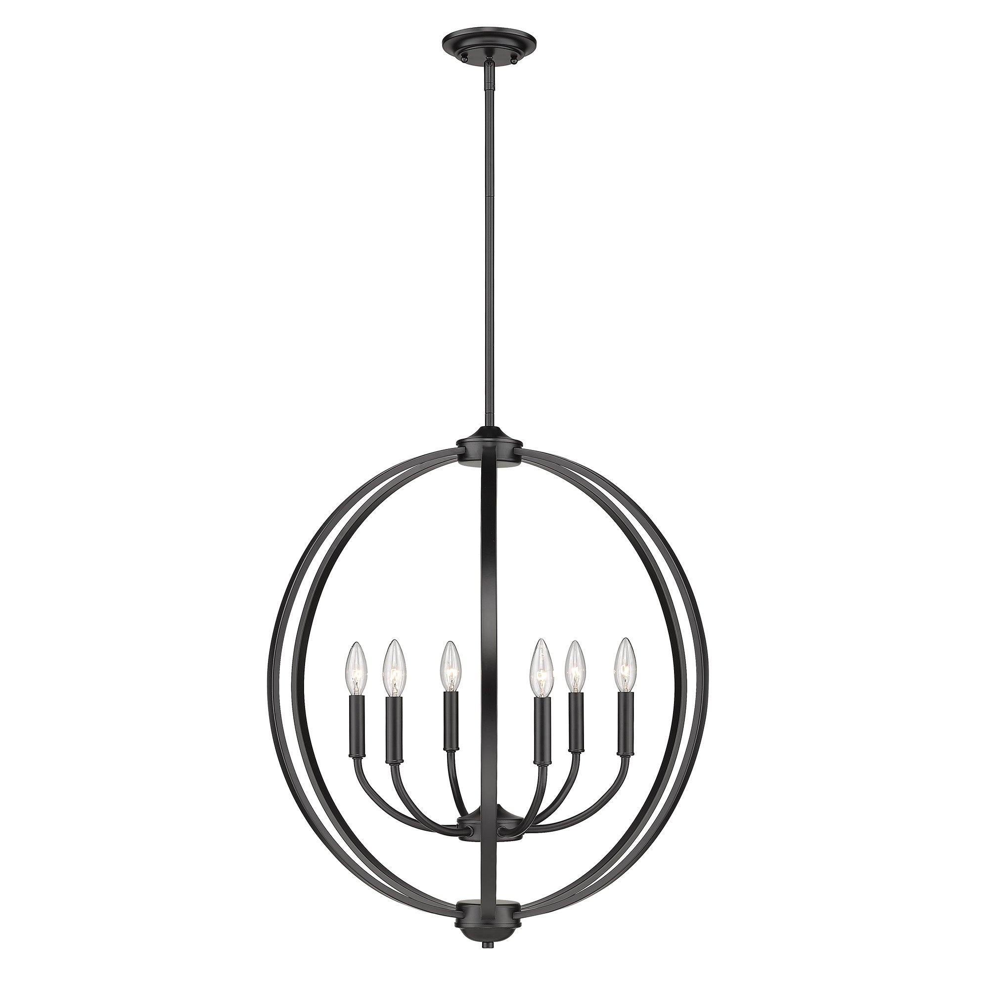 Colson BLK 6 Light Chandelier in Matte Black - Matte Black / No Shade / NA - Golden Lighting