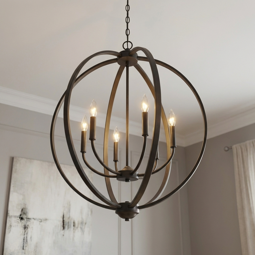 Colson 6-light Chandelier in Matte Black, alternate view - Golden Lighting