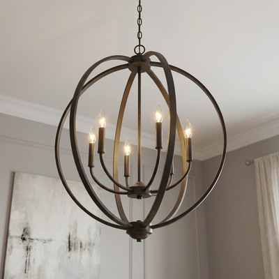 Colson 6-light Chandelier in Matte Black, alternate view - Golden Lighting
