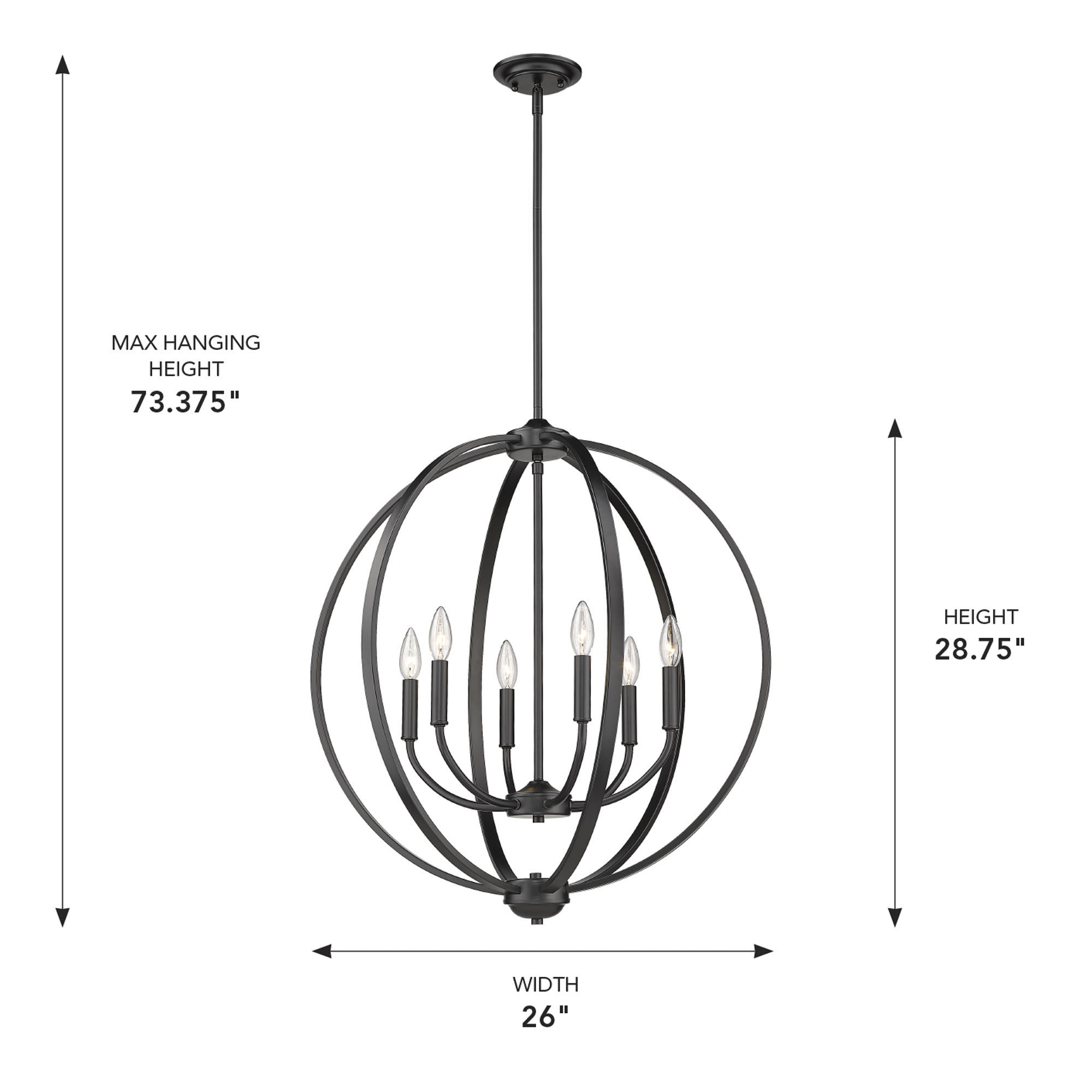 Golden Lighting Colson 6-light Chandelier in Matte Black - - Golden Lighting