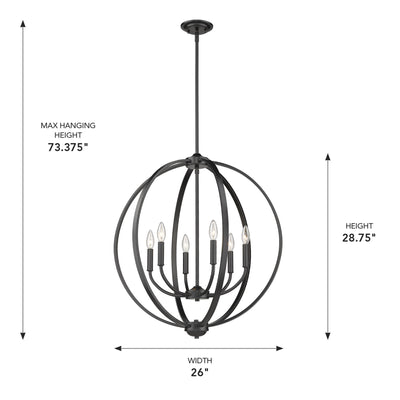 Golden Lighting Colson 6-light Chandelier in Matte Black - - Golden Lighting