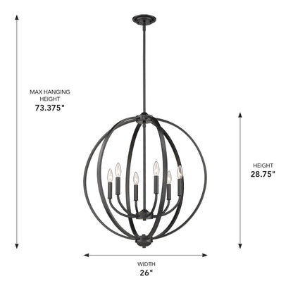 Golden Lighting Colson 6-light Chandelier in Matte Black - - Golden Lighting