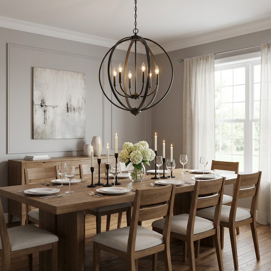 Colson 6-light Chandelier in Matte Black, alternate view - Golden Lighting