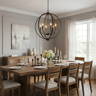 Colson 6-light Chandelier in Matte Black, alternate view - Golden Lighting