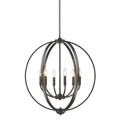 Colson EB 6 Light Chandelier in Etruscan Bronze - - Golden Lighting