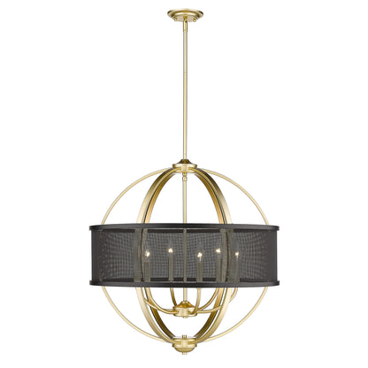 Colson 6 Light Chandelier in Olympic Gold & Matte Black Shade - Olympic Gold / Matte Black / Black - Golden Lighting