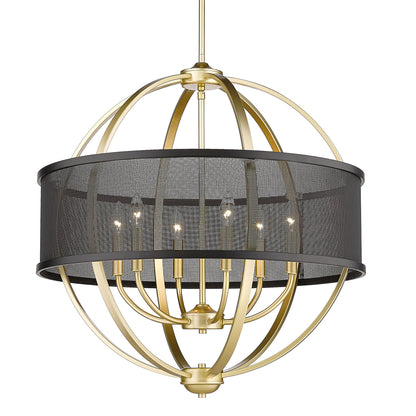 Colson 6 Light Chandelier in Olympic Gold & Matte Black Shade - - Golden Lighting