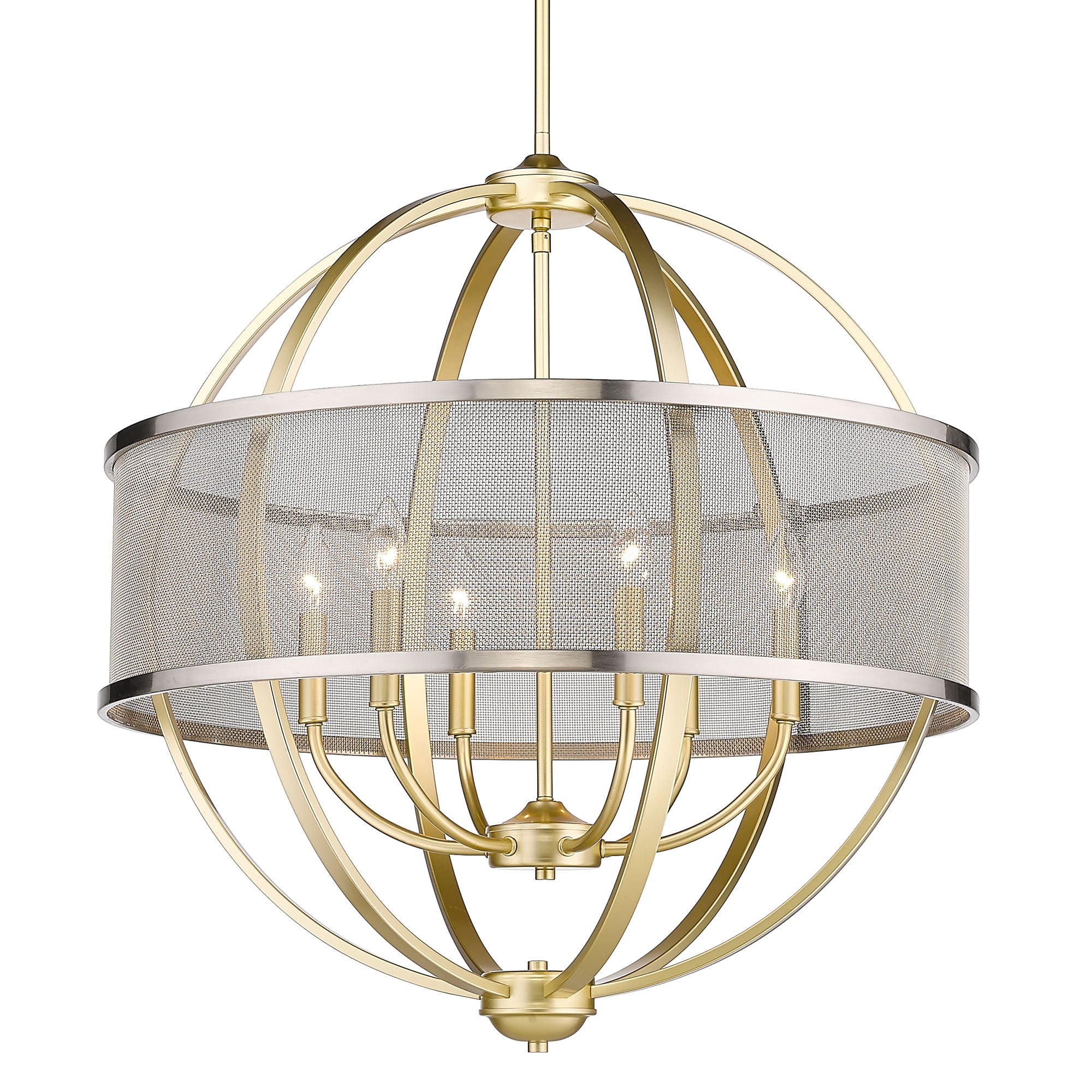 Colson OG 6 Light Chandelier (with Pewter shade) in Olympic Gold - - Golden Lighting