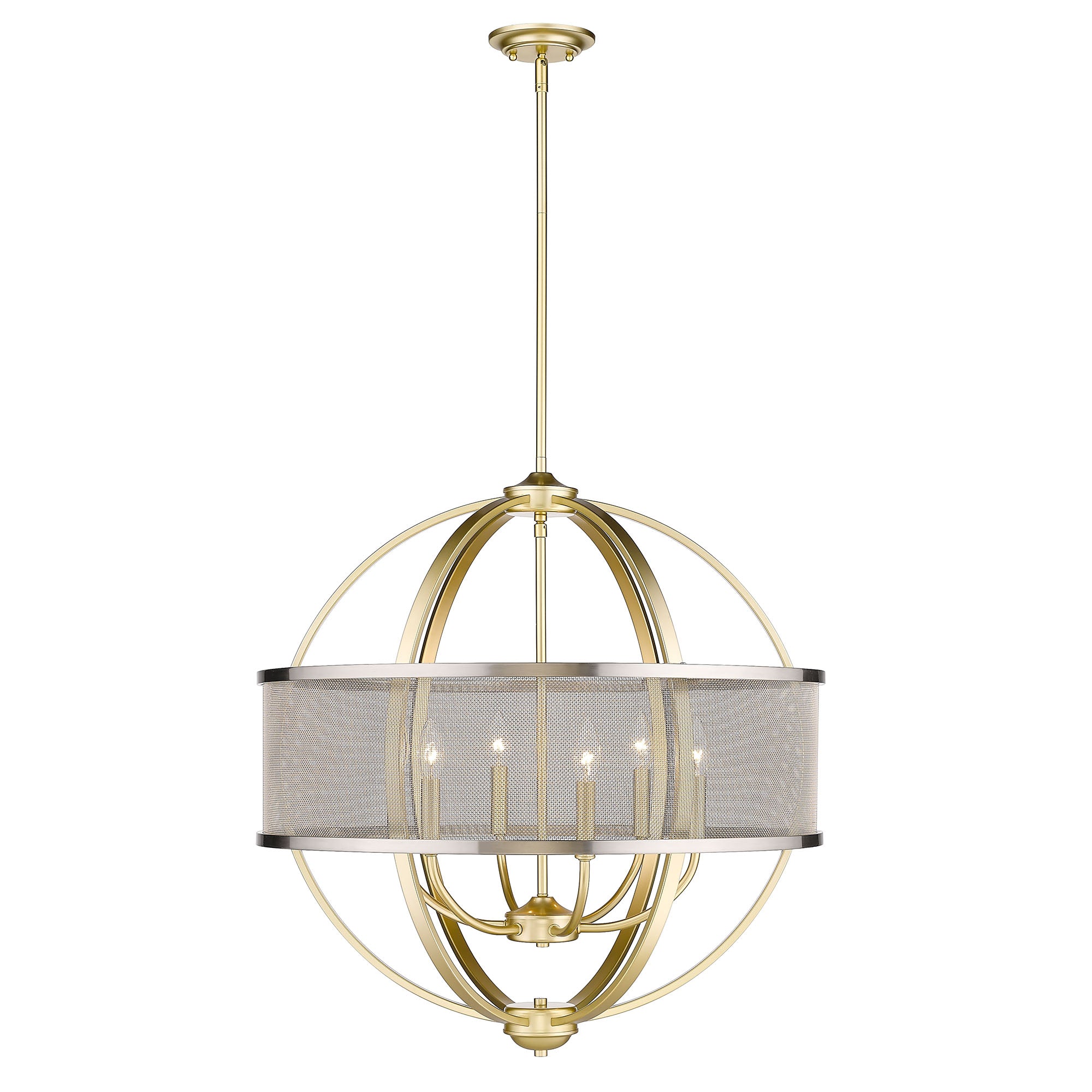 Colson OG 6 Light Chandelier (with Pewter shade) in Olympic Gold - Olympic Gold / Pewter / Silver - Golden Lighting