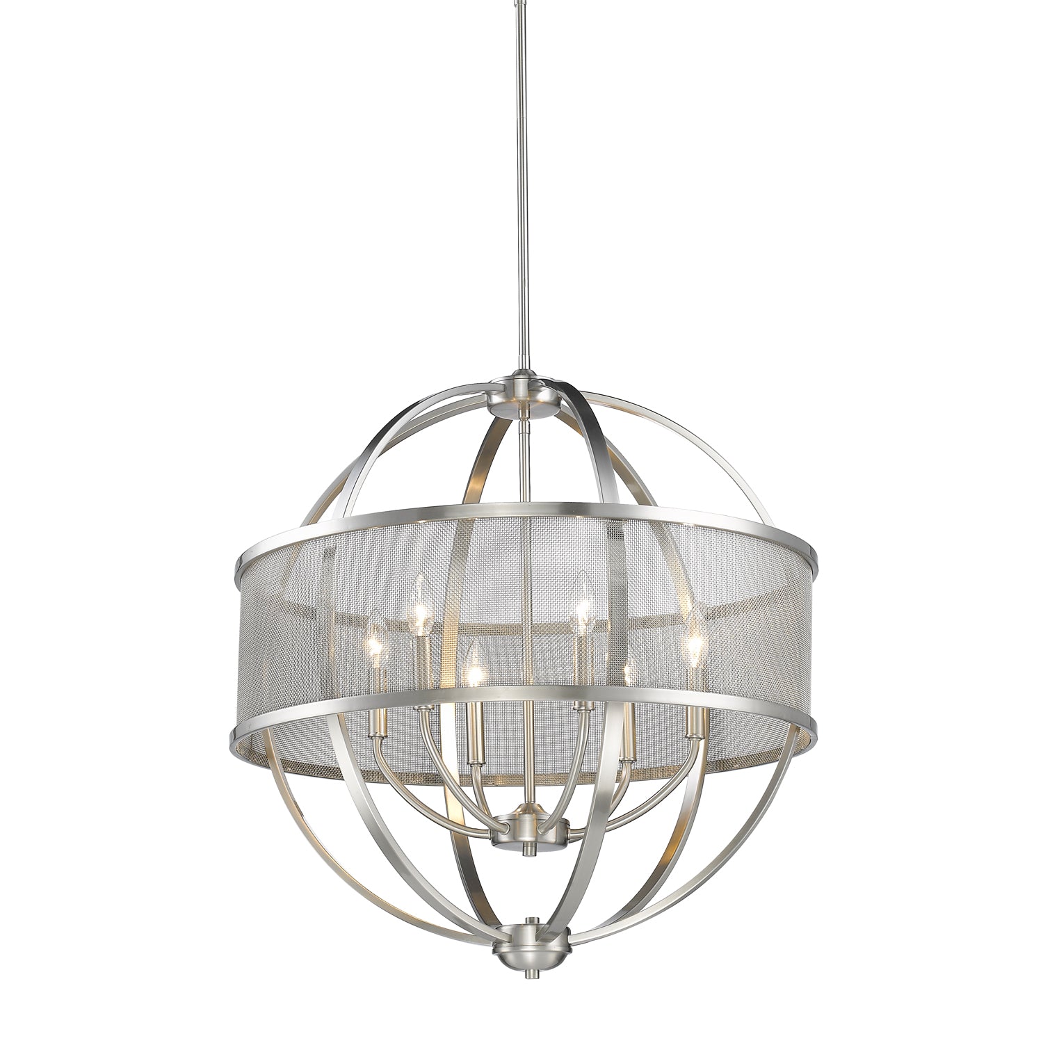 Colson PW 6 Light Chandelier (with shade) in Pewter - Pewter / Pewter / Silver - Golden Lighting