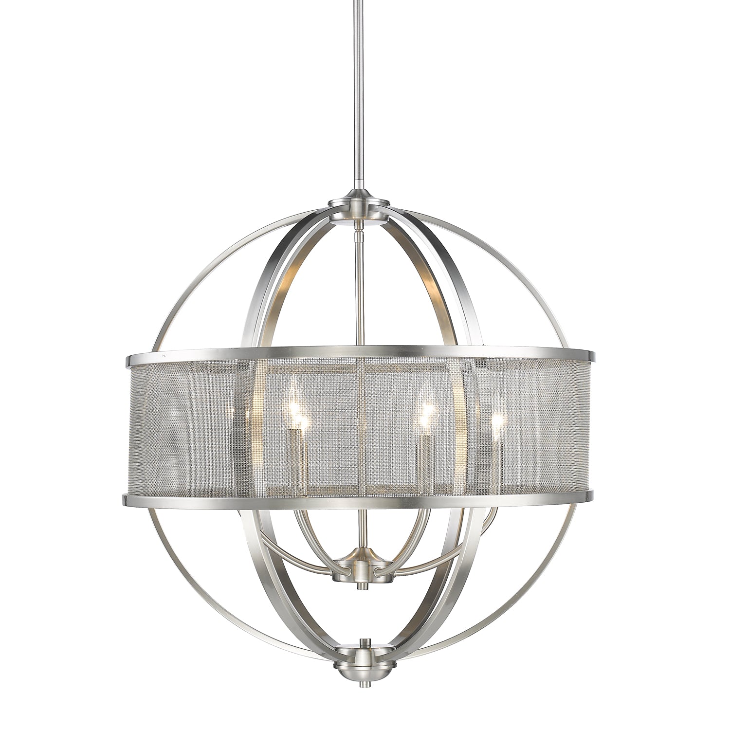 Colson PW 6 Light Chandelier (with shade) in Pewter - - Golden Lighting