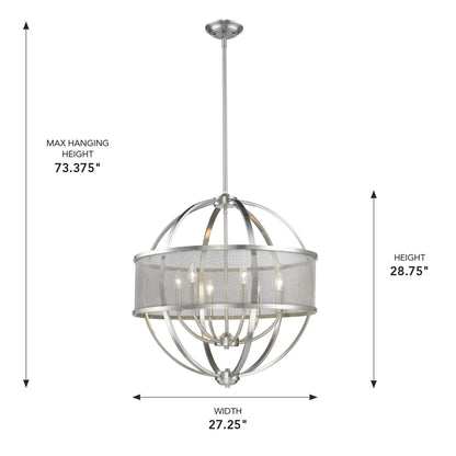 Golden Lighting Colson 6-light Chandelier in Pewter and Pewter shade - - Golden Lighting
