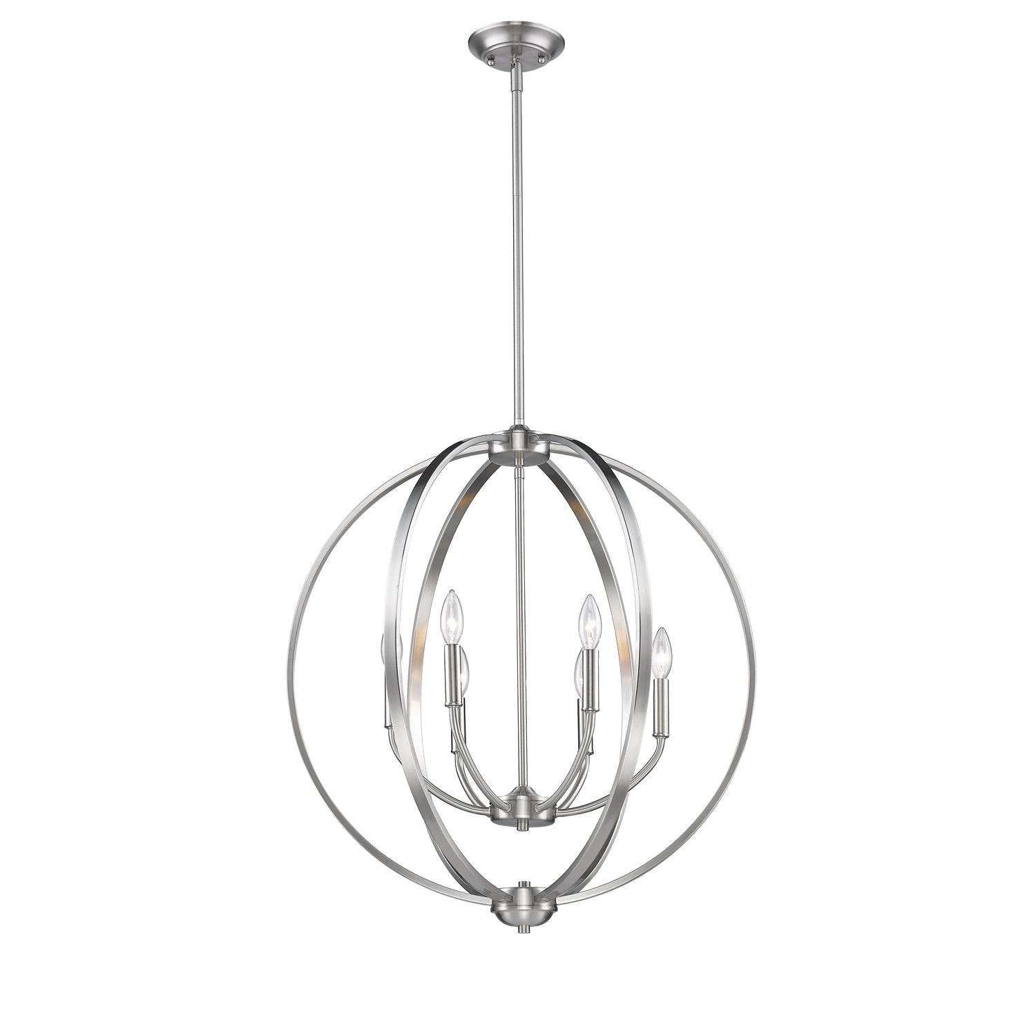 Colson PW 6 Light Chandelier in Pewter - Pewter / No Shade / NA - Golden Lighting