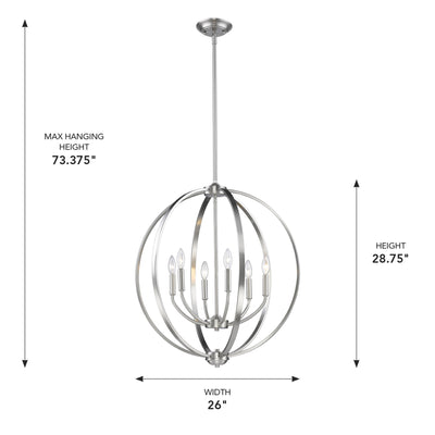 Golden Lighting Colson 6-light Chandelier in Pewter - - Golden Lighting