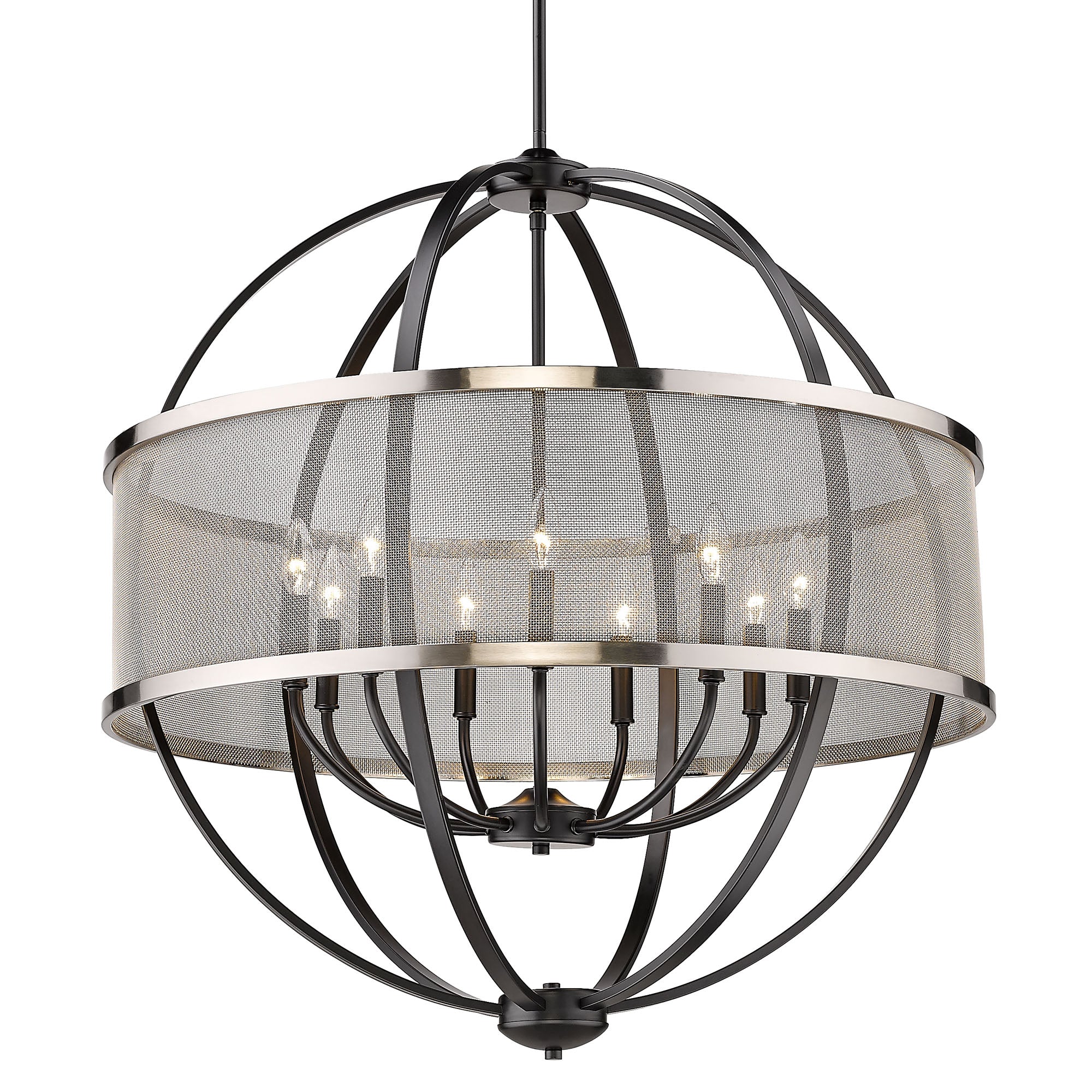 Golden Lighting Colson 9-light Chandelier in Matte Black and Pewter shade - - Golden Lighting