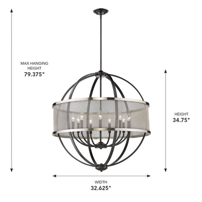 Golden Lighting Colson 9-light Chandelier in Matte Black and Pewter shade - - Golden Lighting