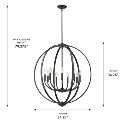 Golden Lighting Colson 9-light Chandelier in Matte Black - - Golden Lighting