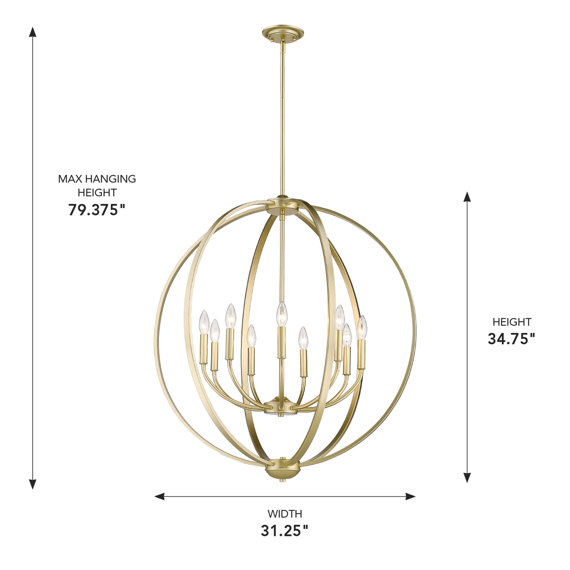 Golden Lighting Colson 9-light Chandelier in Olympic Gold - - Golden Lighting