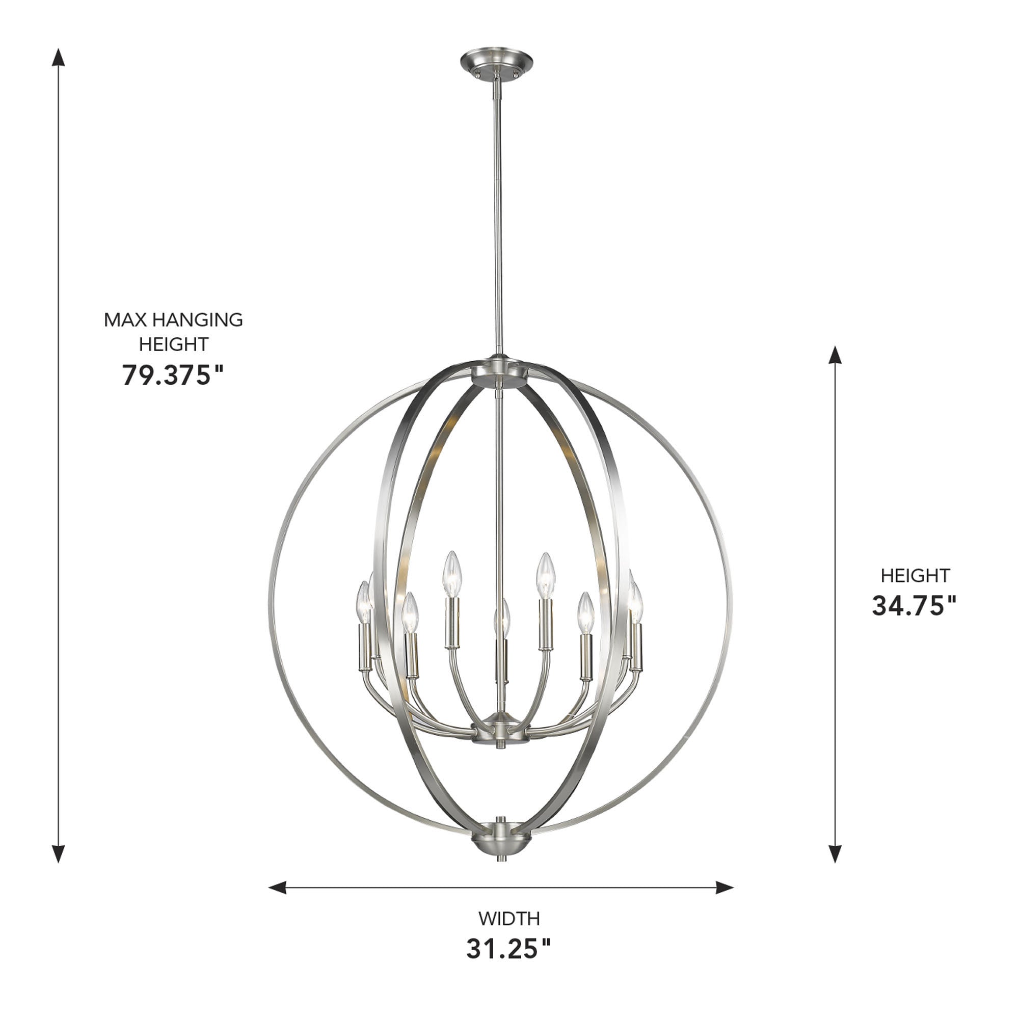 Golden Lighting Colson 9-light Chandelier in Pewter - - Golden Lighting