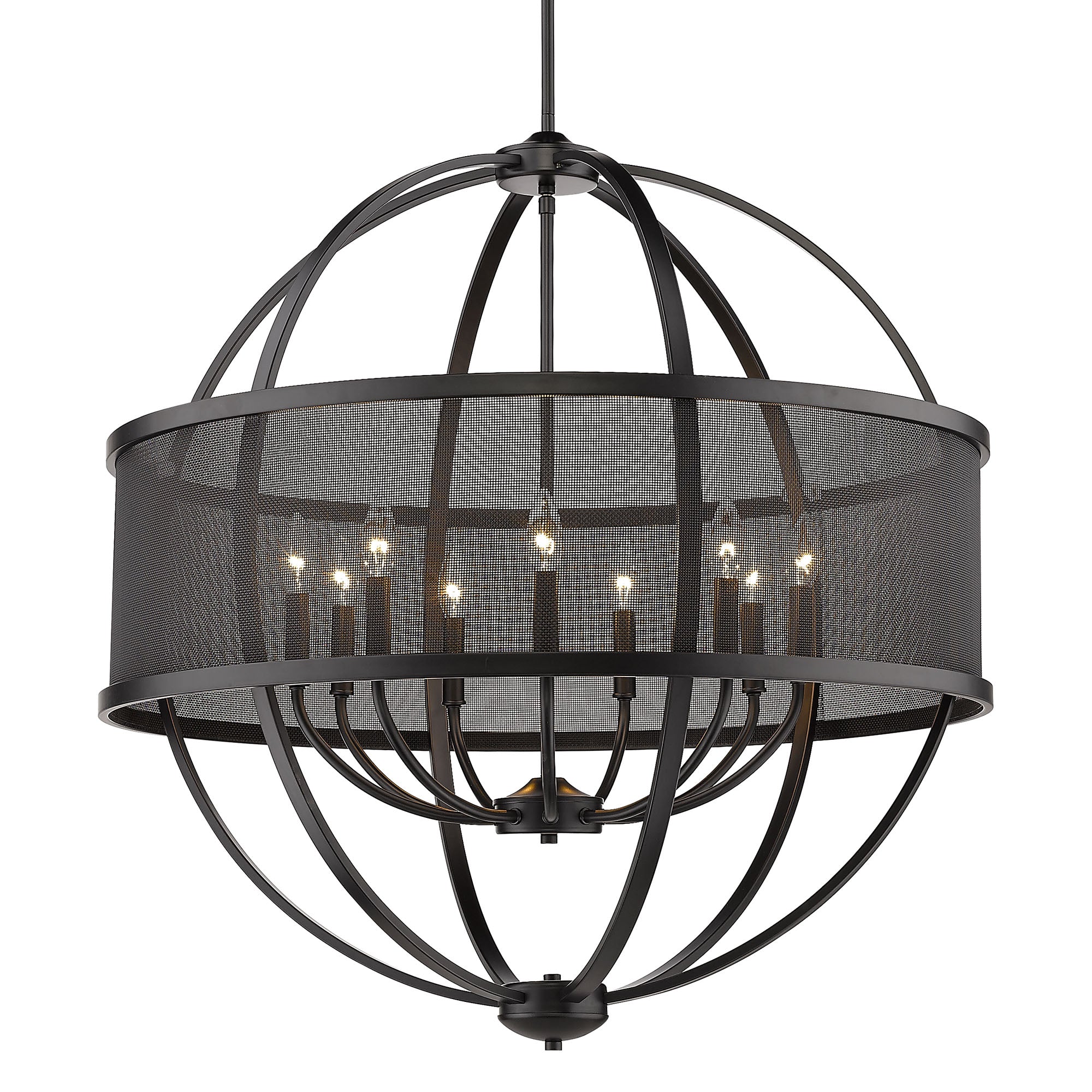 Colson BLK 9 Light Chandelier (with Matte Black shade) in Matte Black - - Golden Lighting