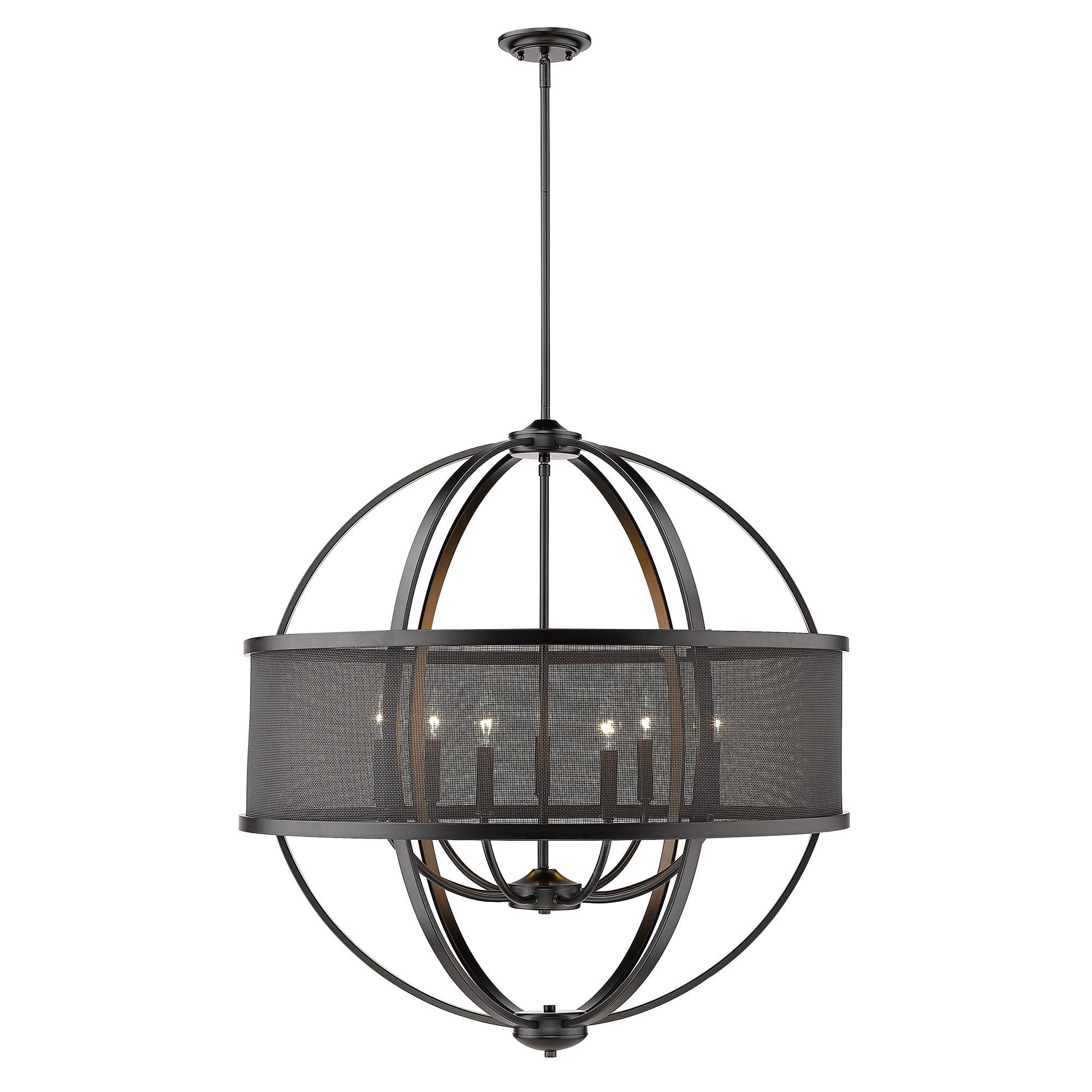 Colson BLK 9 Light Chandelier (with Matte Black shade) in Matte Black - Matte Black / Matte Black / Black - Golden Lighting