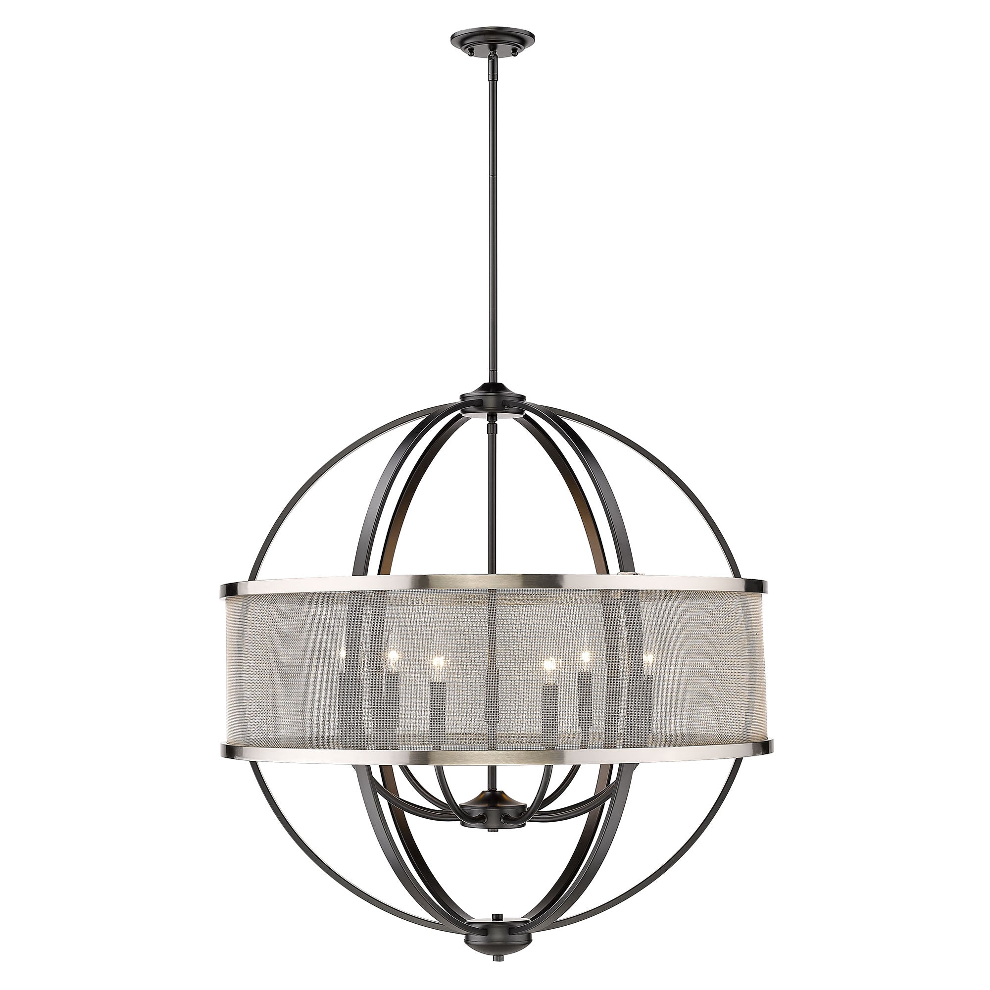 Colson BLK 9 Light Chandelier (with Pewter shade) in Matte Black - Matte Black / Pewter / Silver - Golden Lighting