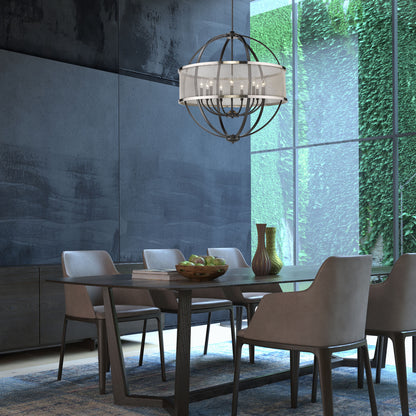 Golden Lighting Colson 9-light Chandelier in Matte Black and Pewter shade