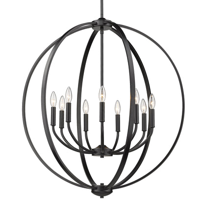 Colson BLK 9 Light Chandelier in Matte Black - - Golden Lighting