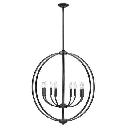 Colson BLK 9 Light Chandelier in Matte Black - Matte Black / No Shade / NA - Golden Lighting