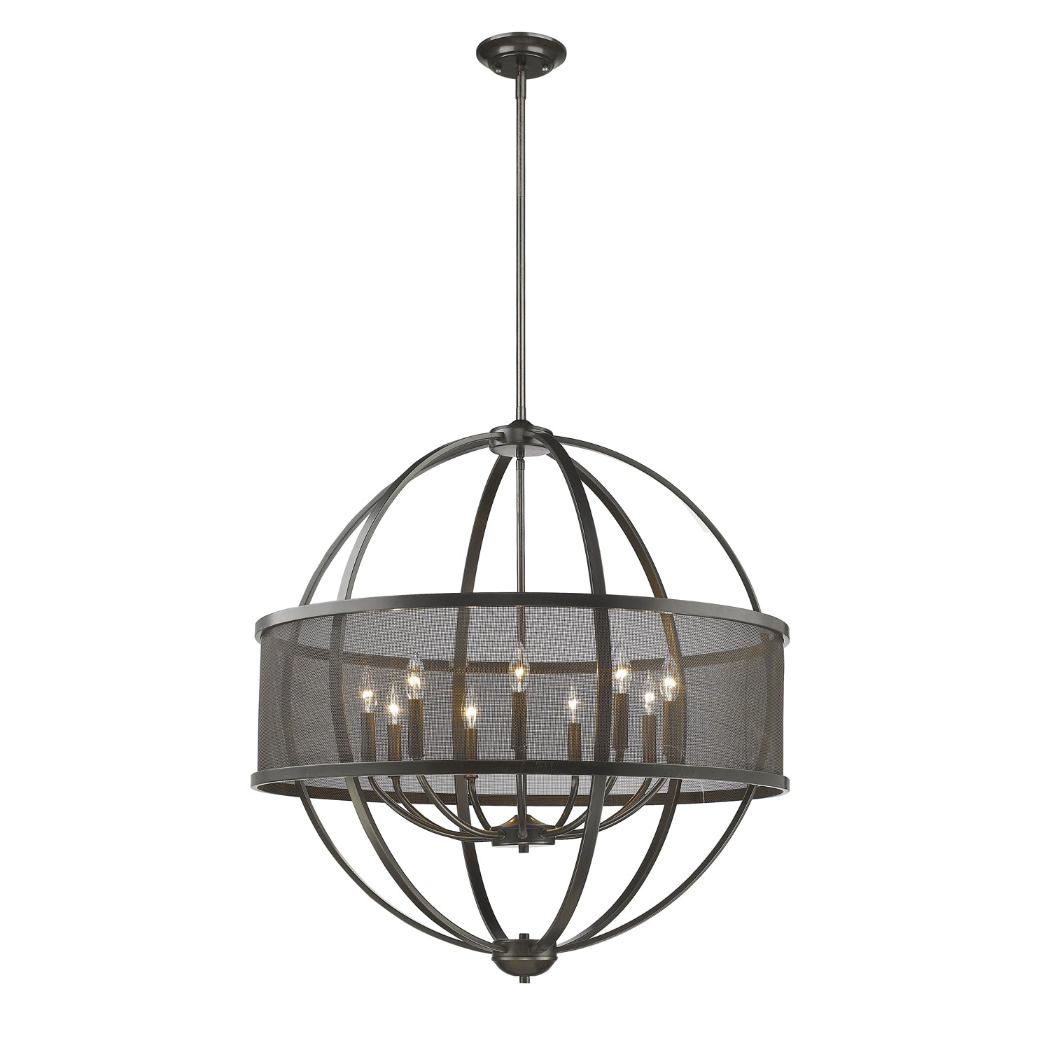 Colson EB 9 Light Chandelier (with shade) in Etruscan Bronze - Etruscan Bronze / Etruscan Bronze / Bronze - Golden Lighting