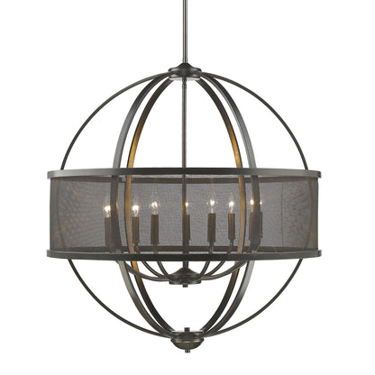 Colson EB 9 Light Chandelier (with shade) in Etruscan Bronze - - Golden Lighting