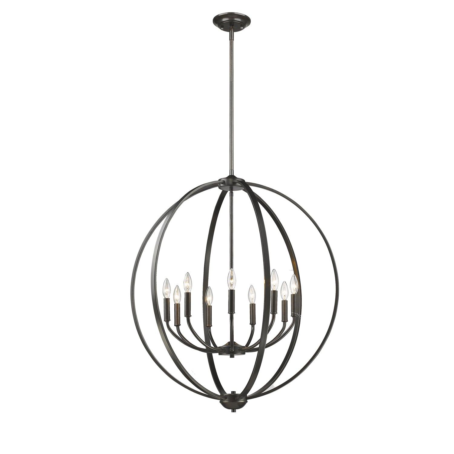 Colson EB 9 Light Chandelier in Etruscan Bronze - Etruscan Bronze / No Shade / NA - Golden Lighting