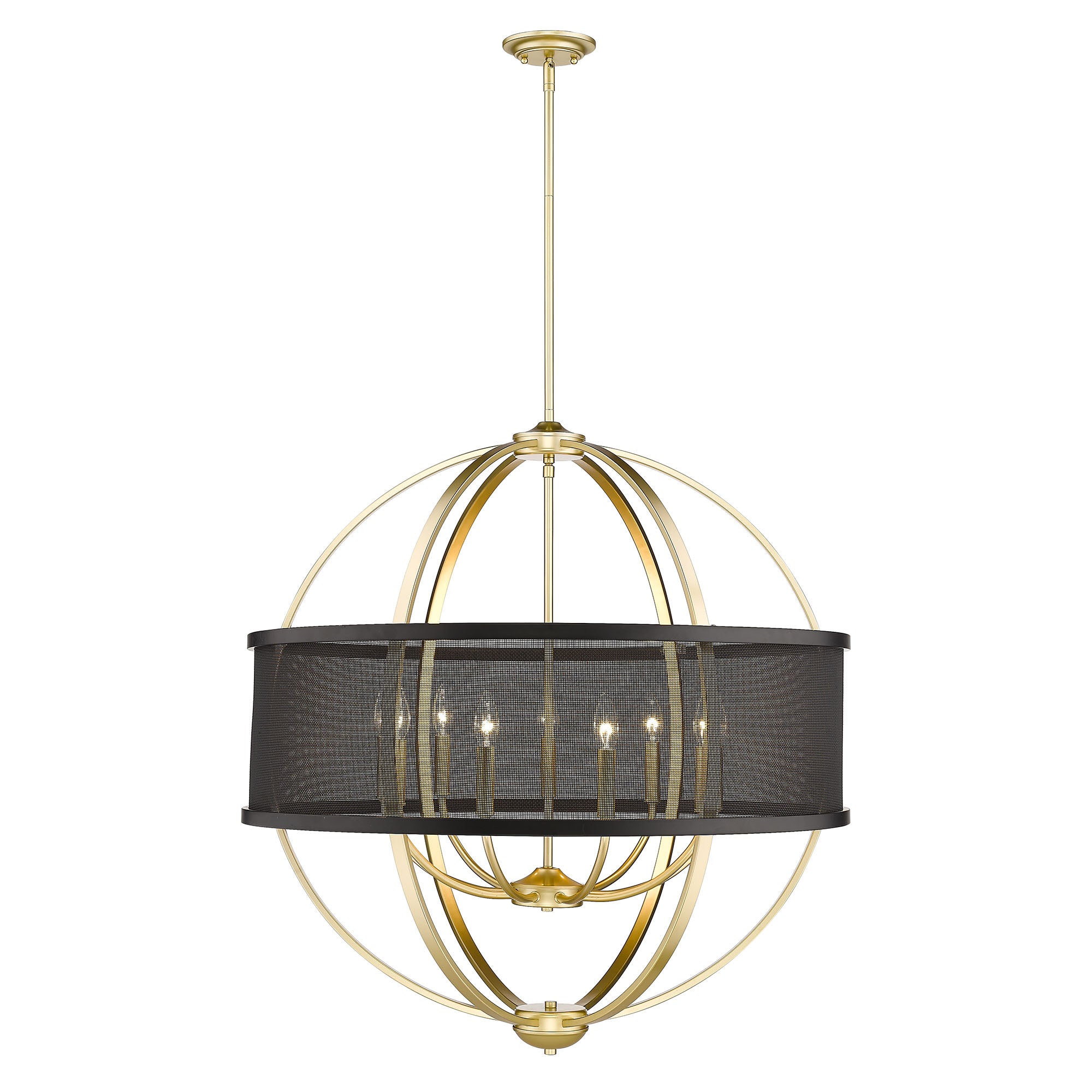 Colson OG 9 Light Chandelier (with Matte Black shade) in Olympic Gold - Olympic Gold / Matte Black / Black - Golden Lighting