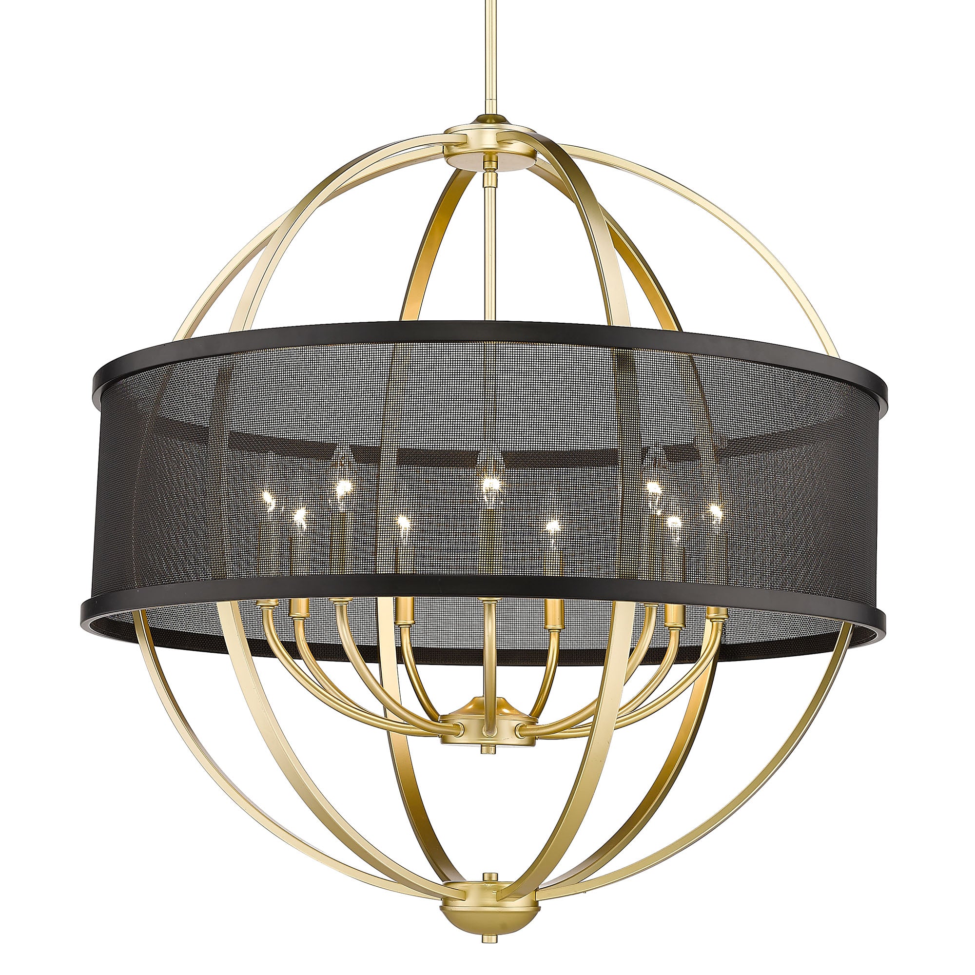 Colson OG 9 Light Chandelier (with Matte Black shade) in Olympic Gold - - Golden Lighting