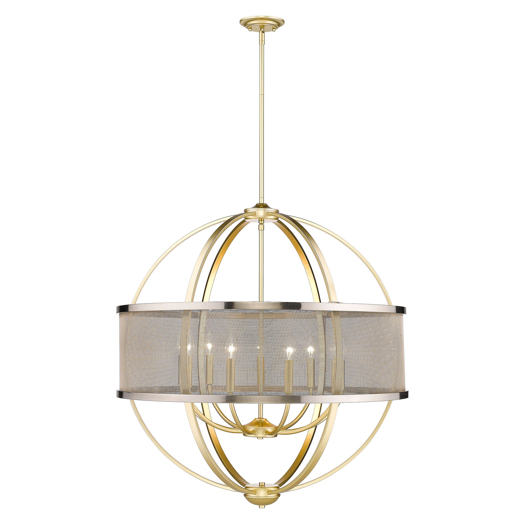 Colson OG 9 Light Chandelier (with Pewter shade) in Olympic Gold - Olympic Gold / Pewter / Silver - Golden Lighting