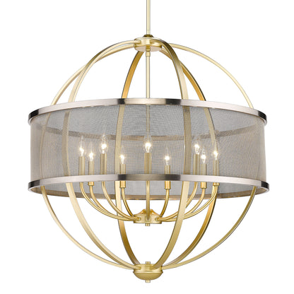 Colson OG 9 Light Chandelier (with Pewter shade) in Olympic Gold - - Golden Lighting