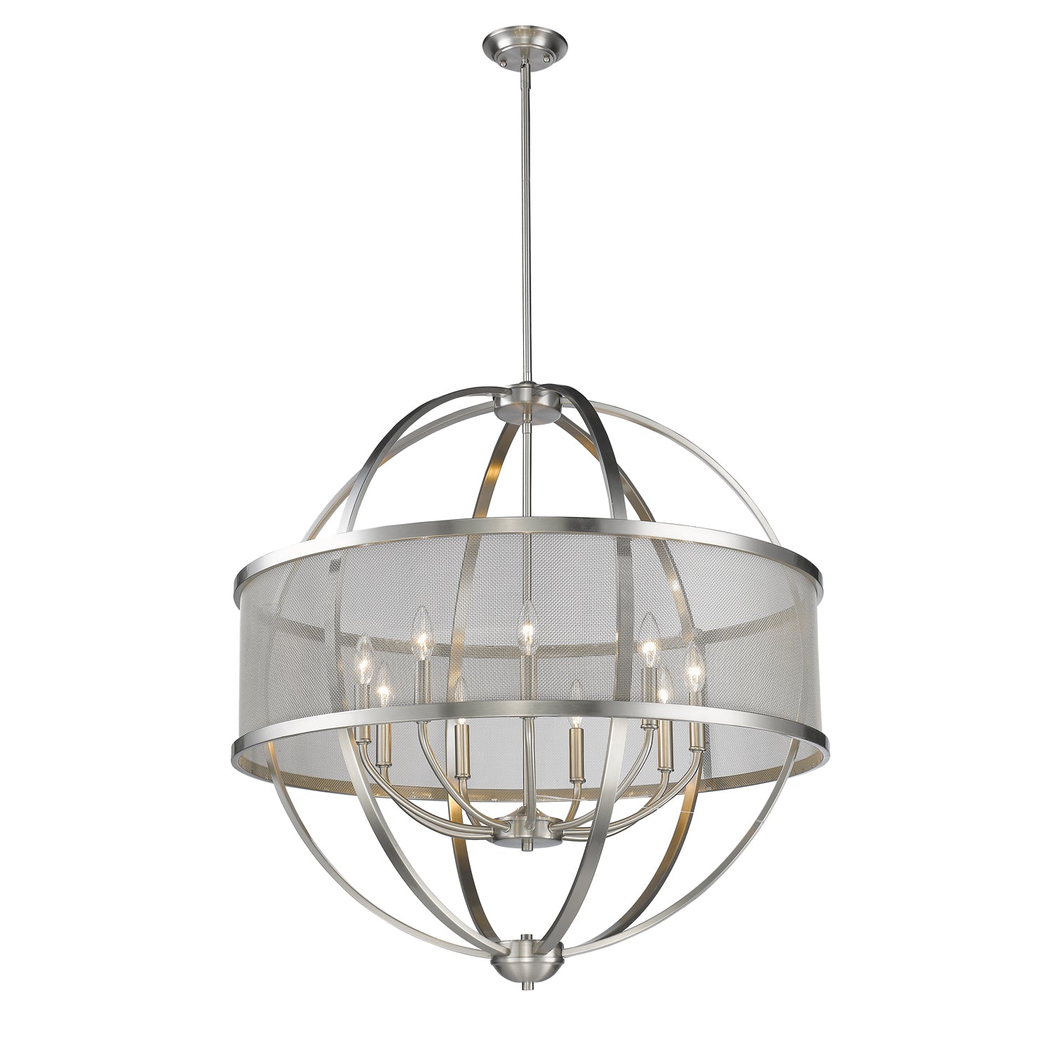 Colson PW 9 Light Chandelier (with shade) in Pewter - Pewter / Pewter / Silver - Golden Lighting