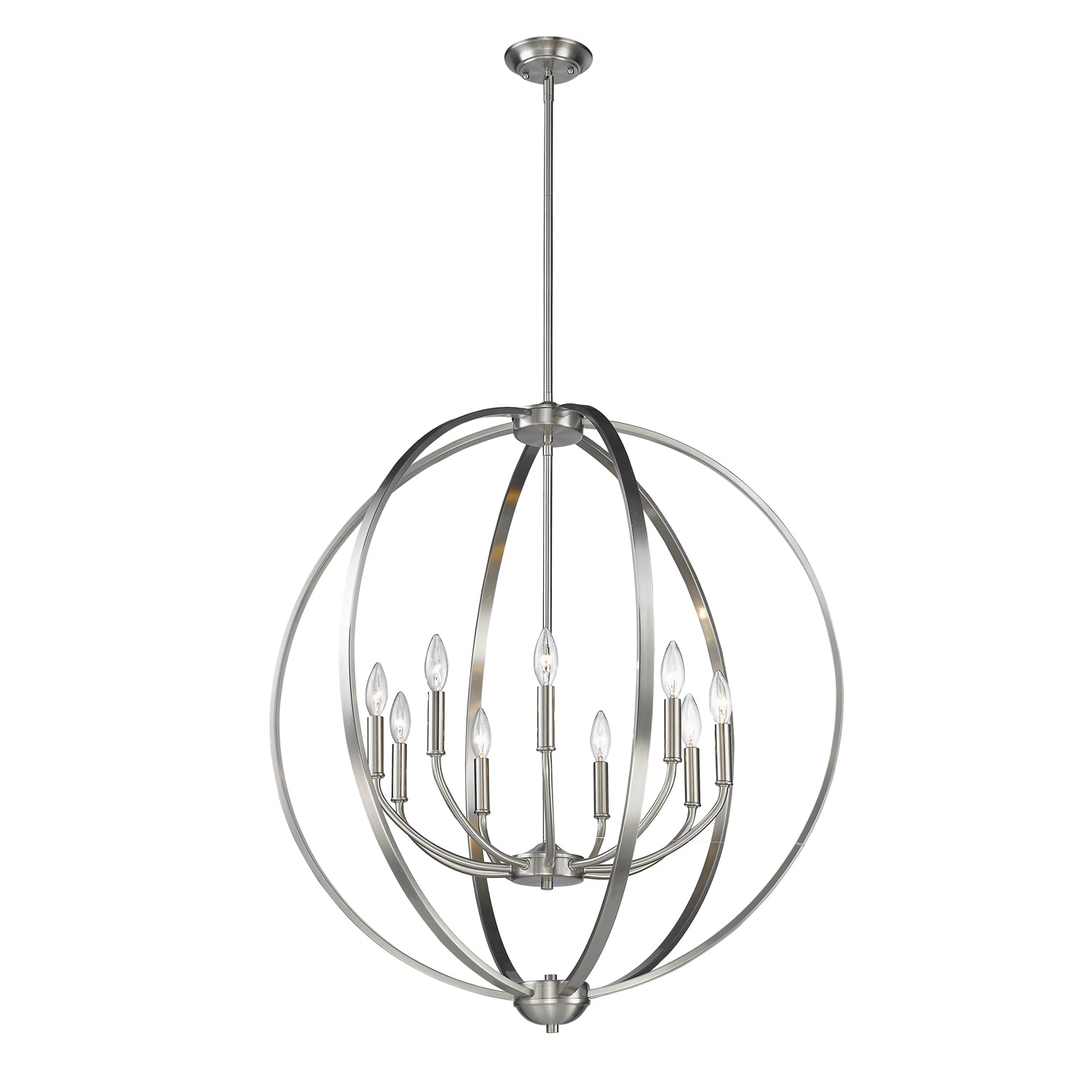 Colson PW 9 Light Chandelier in Pewter - Pewter / No Shade / NA - Golden Lighting