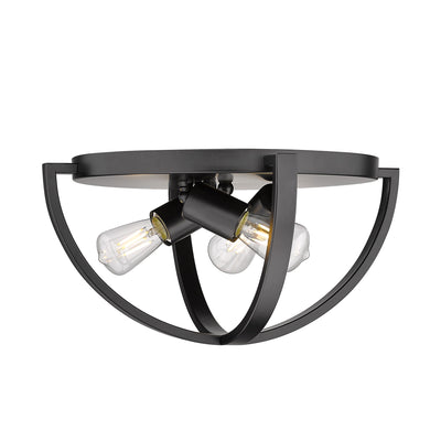 Golden Lighting Colson 3-light Flush Mount in Matte Black - - Golden Lighting