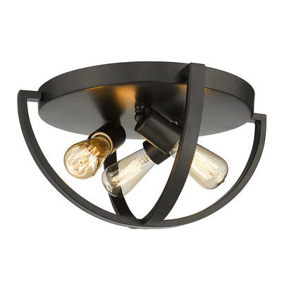 Golden Lighting Colson 3-light Flush Mount in Etruscan Bronze - - Golden Lighting