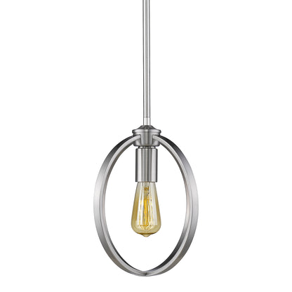Colson PW Mini Pendant (with Matte Black shade) in Pewter - - Golden Lighting