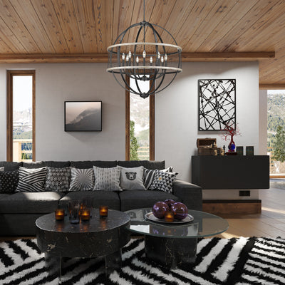 Golden Lighting Roost 9-light Chandelier in Matte Black - - Golden Lighting