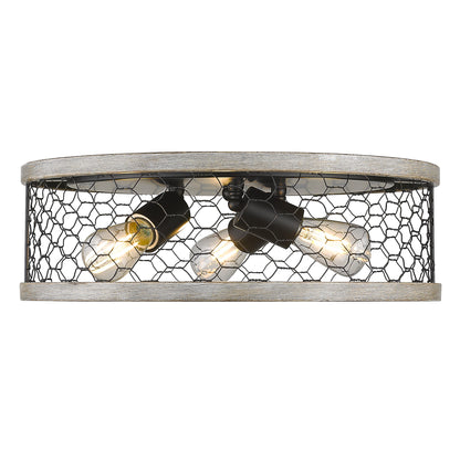 Bailey 3-light Flush Mount in Matte Black
