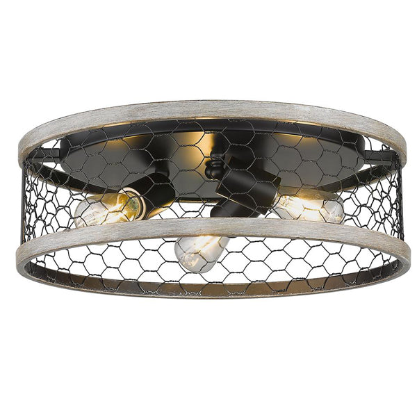 Bailey 3-light Flush Mount in Matte Black -- Wry Lighting